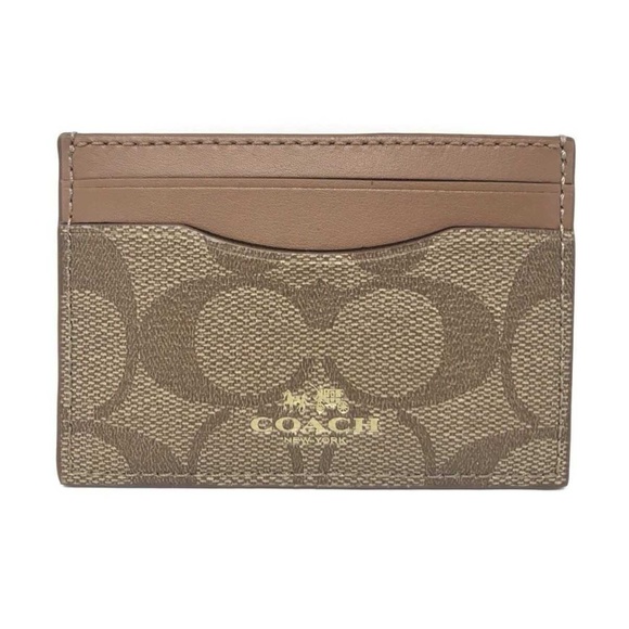 Coach Accessories - Coach Credit Card Case Holder Signature PVC Khaki